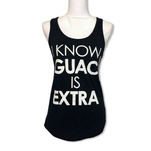 NWOT I Know Guac Is Extra Racerback Black Tank Top Athletic Yoga New Cold Crush